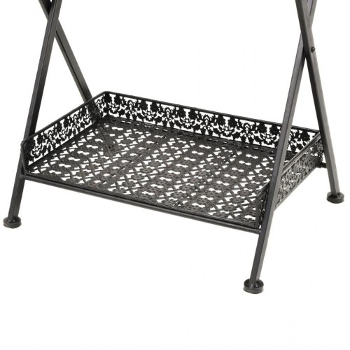 Foldbart tebord i metal - vintagestil, 58 × 35 × 72 cm, sort