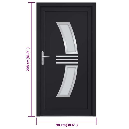 Hoveddør 98x208 cm PVC antracitgrå