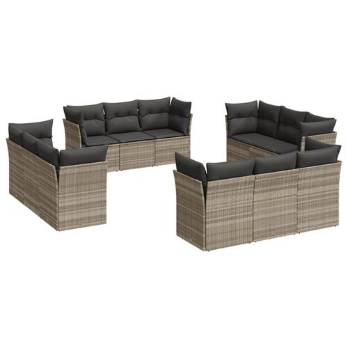 Sofasæt til haven 12 dele med hynder polyrattan lysegrå