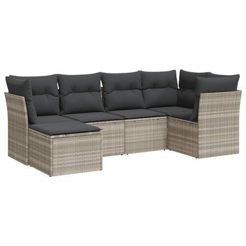 Sofasæt til haven 6 dele med hynder polyrattan lysegrå