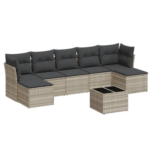 Sofasæt til haven 8 dele med hynder polyrattan lysegrå