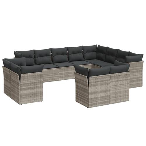 Sofasæt til haven 12 dele med hynder polyrattan lysegrå