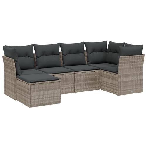Sofasæt til haven 6 dele med hynder polyrattan lysegrå