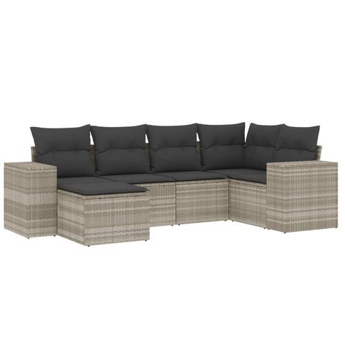Sofasæt til haven 6 dele med hynder polyrattan lysegrå