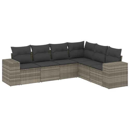 Sofasæt til haven 6 dele med hynder polyrattan lysegrå