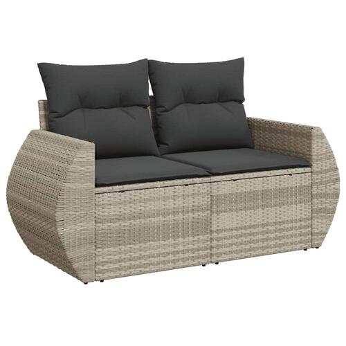 Sofasæt 5 dele med hynder polyrattan lysegrå
