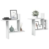 Væghængte kubehylder 2 stk. 50x12x50 cm konstrueret træ hvid
