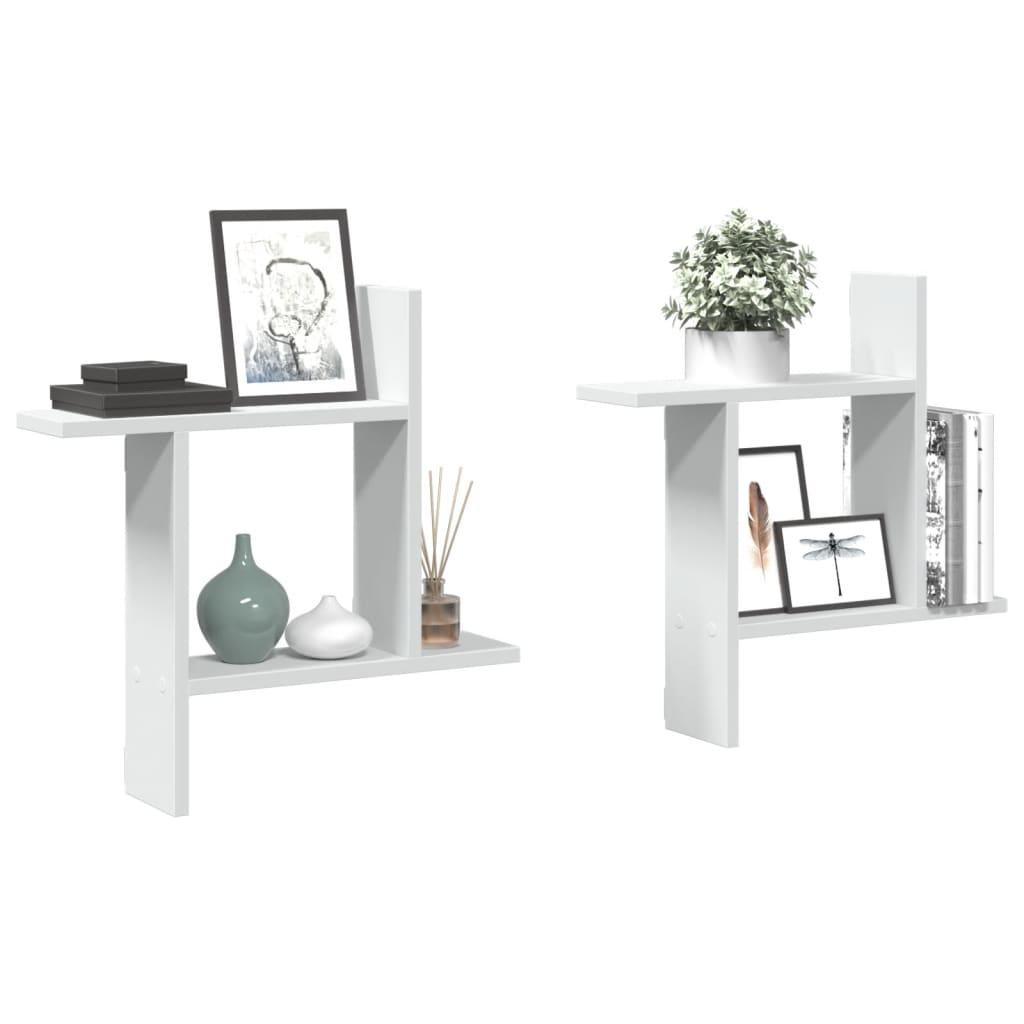 Væghængte kubehylder 2 stk. 50x12x50 cm konstrueret træ hvid