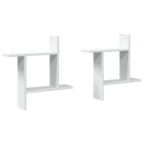 Væghængte kubehylder 2 stk. 50x12x50 cm konstrueret træ hvid