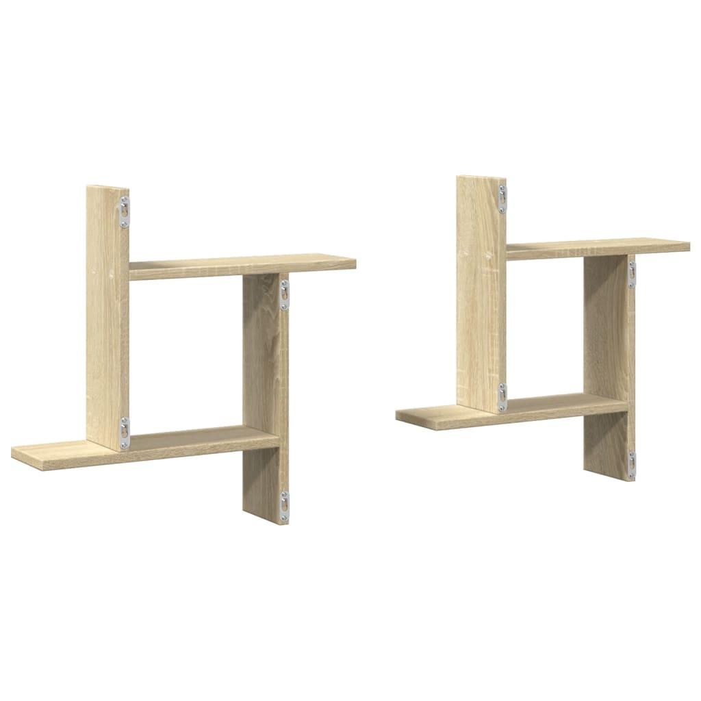 Væghængte hylder 2 stk. 50x12x50 cm konstrueret træ sonoma-eg