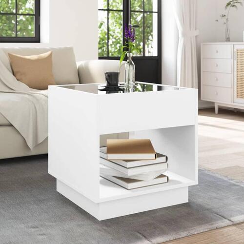 Sofabord med Infinity LED-lys 50x50x50 cm hvid