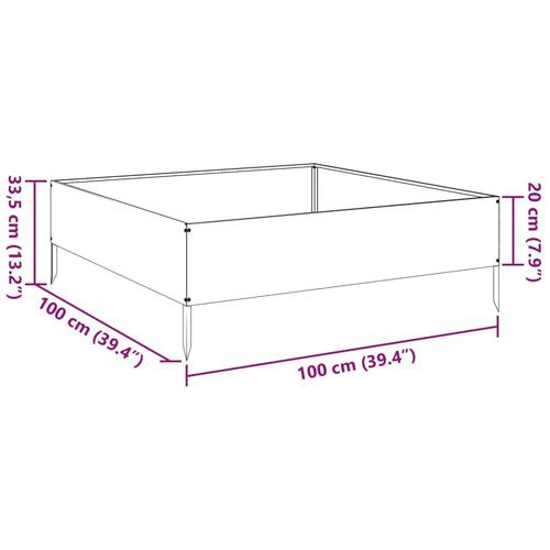 Højbed 100x100x33,5 cm galvaniseret stål