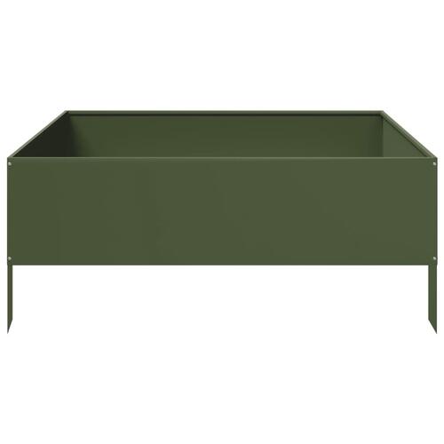 Højbed 100x100x25 cm stål olivengrøn