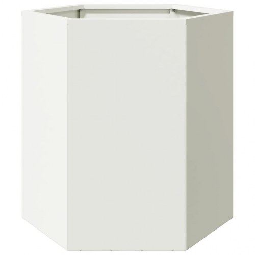 Sekskantet plantekasse i stål - 46 × 40 × 45 cm, hvid