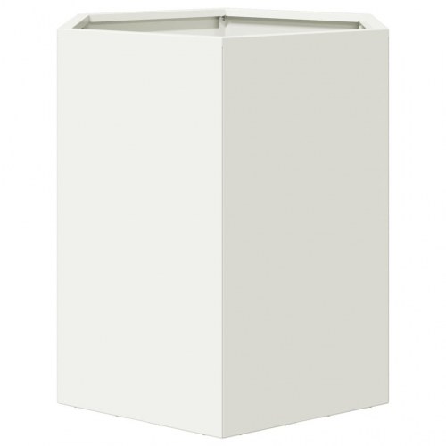 Sekskantet plantekasse i stål - 46 × 40 × 45 cm, hvid