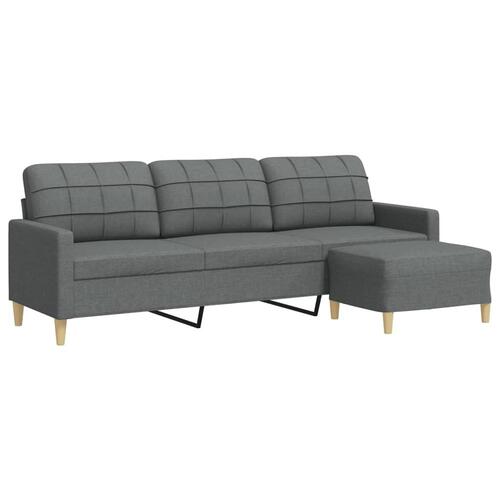 3-personers sofa med fodskammel 210 cm stof Mørkegrå
