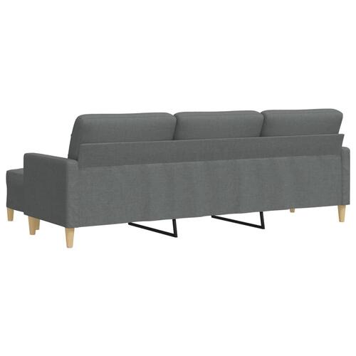 3-personers sofa med fodskammel 210 cm stof Mørkegrå