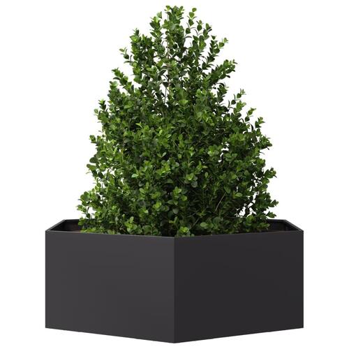 Plantekasse 138x120x45 cm sekskantet stål sort