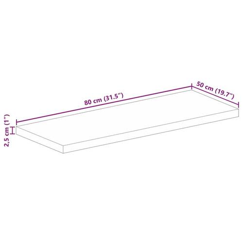 Bordplade 80x50x2,5 cm rektangulær massivt mangotræ