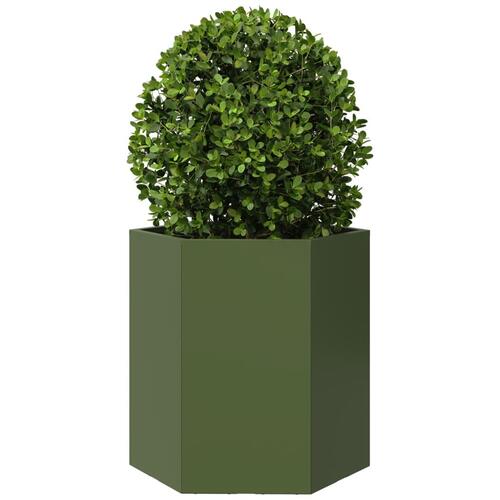 Plantekasser 2 stk. 46x40x45 cm sekskantet stål olivengrøn