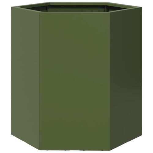 Plantekasser 2 stk. 46x40x45 cm sekskantet stål olivengrøn