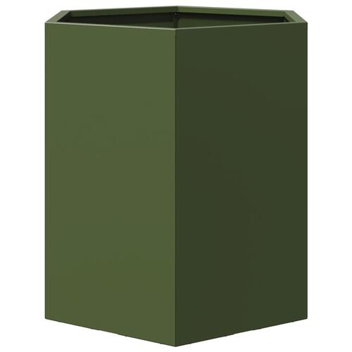 Plantekasser 2 stk. 46x40x45 cm sekskantet stål olivengrøn