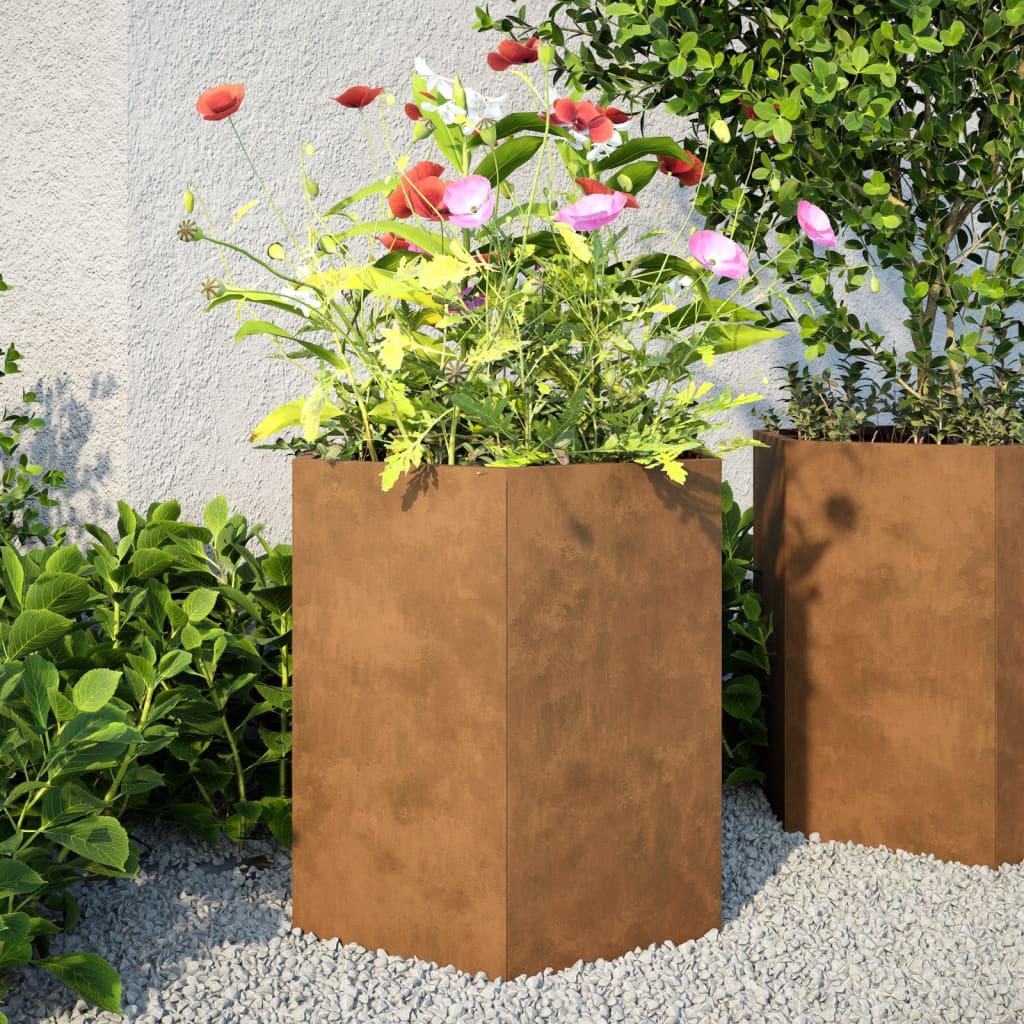 Plantekasse 46x40x45 cm sekskantet Forvitringsstål