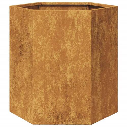 Plantekasse 46x40x45 cm sekskantet Forvitringsstål