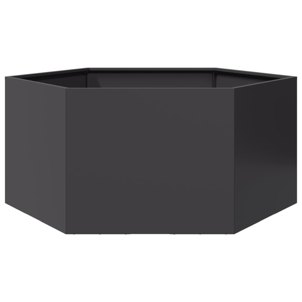 Plantekasse 104x90x45 cm sekskantet stål sort