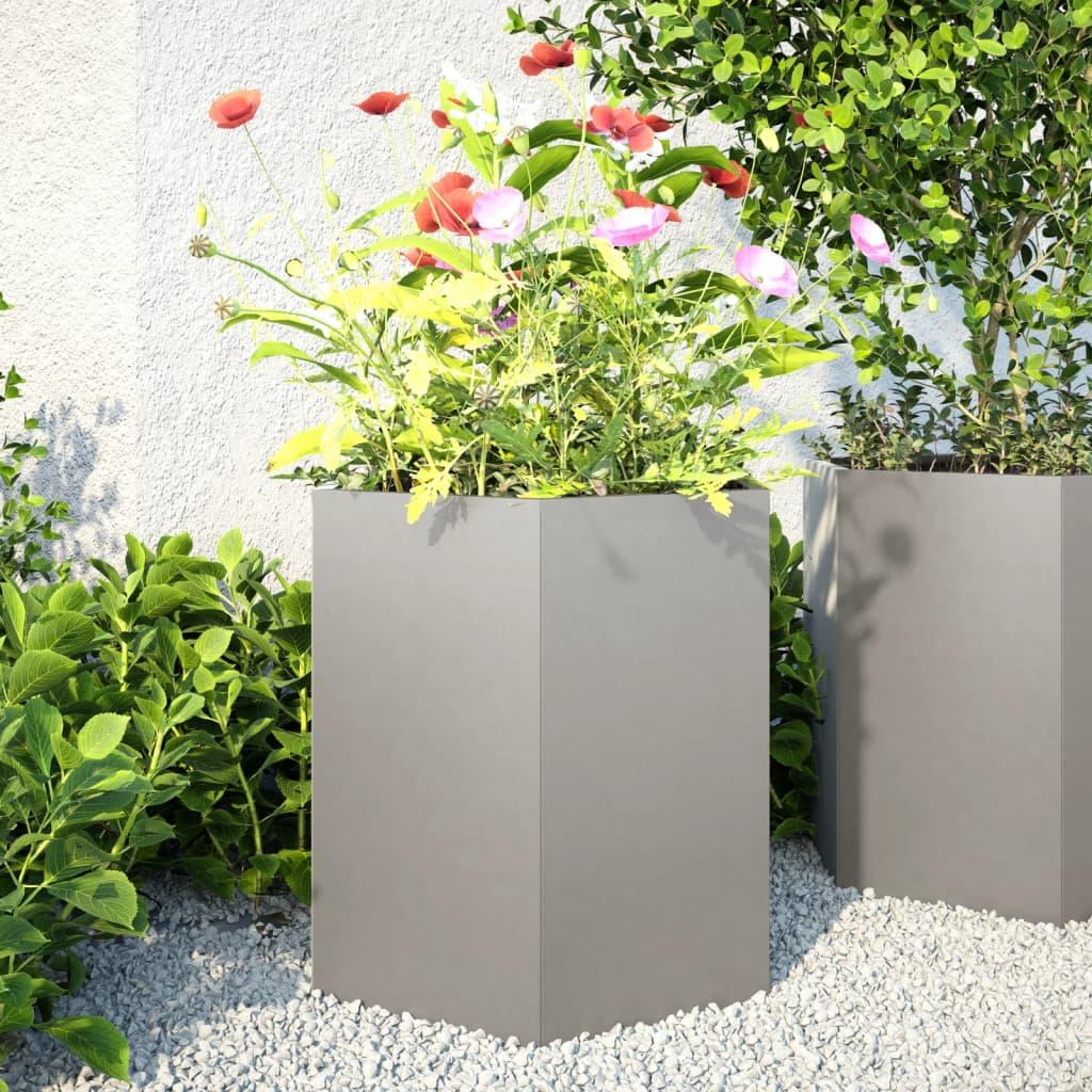 Havekrukker 2 stk 46x40x45 cm sekskantet rustfrit stål sort