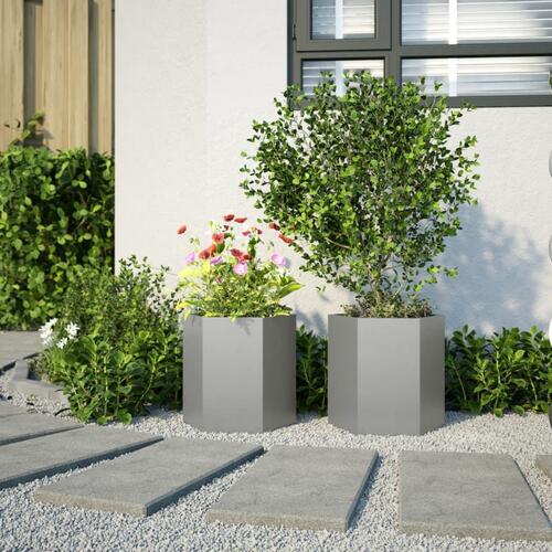 Havekrukker 2 stk 46x40x45 cm sekskantet rustfrit stål sort