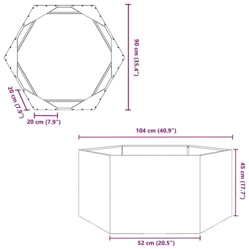 Plantekasse 104x90x45 cm sekskantet galvaniseret stål