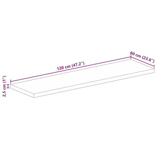 Bordplade 120x60x2,5 cm rektangulær massivt mangotræ