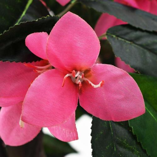 Kunstig rhododendron med krukke 155 cm grøn og pink