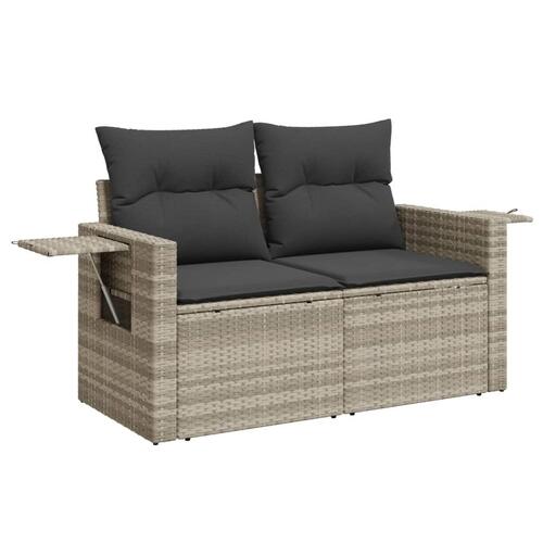2-personers havesofa med hynder polyrattan lysegrå
