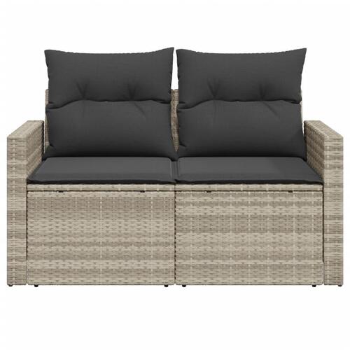 2-personers havesofa med hynder polyrattan lysegrå