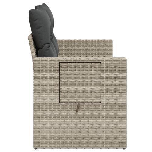 2-personers havesofa med hynder polyrattan lysegrå