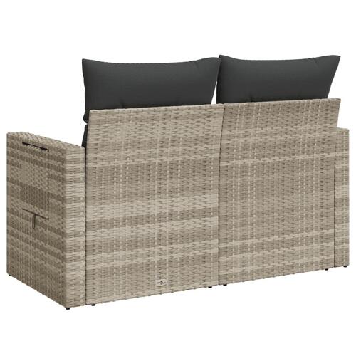 2-personers havesofa med hynder polyrattan lysegrå