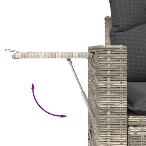 2-personers havesofa med hynder polyrattan lysegrå
