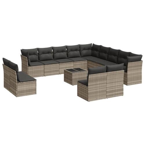 Sofasæt til haven 14 dele med hynder polyrattan lysegrå