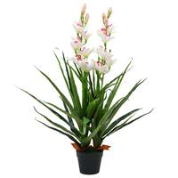 Kunstig Cymbidium-orkidé med krukke 100 cm grøn