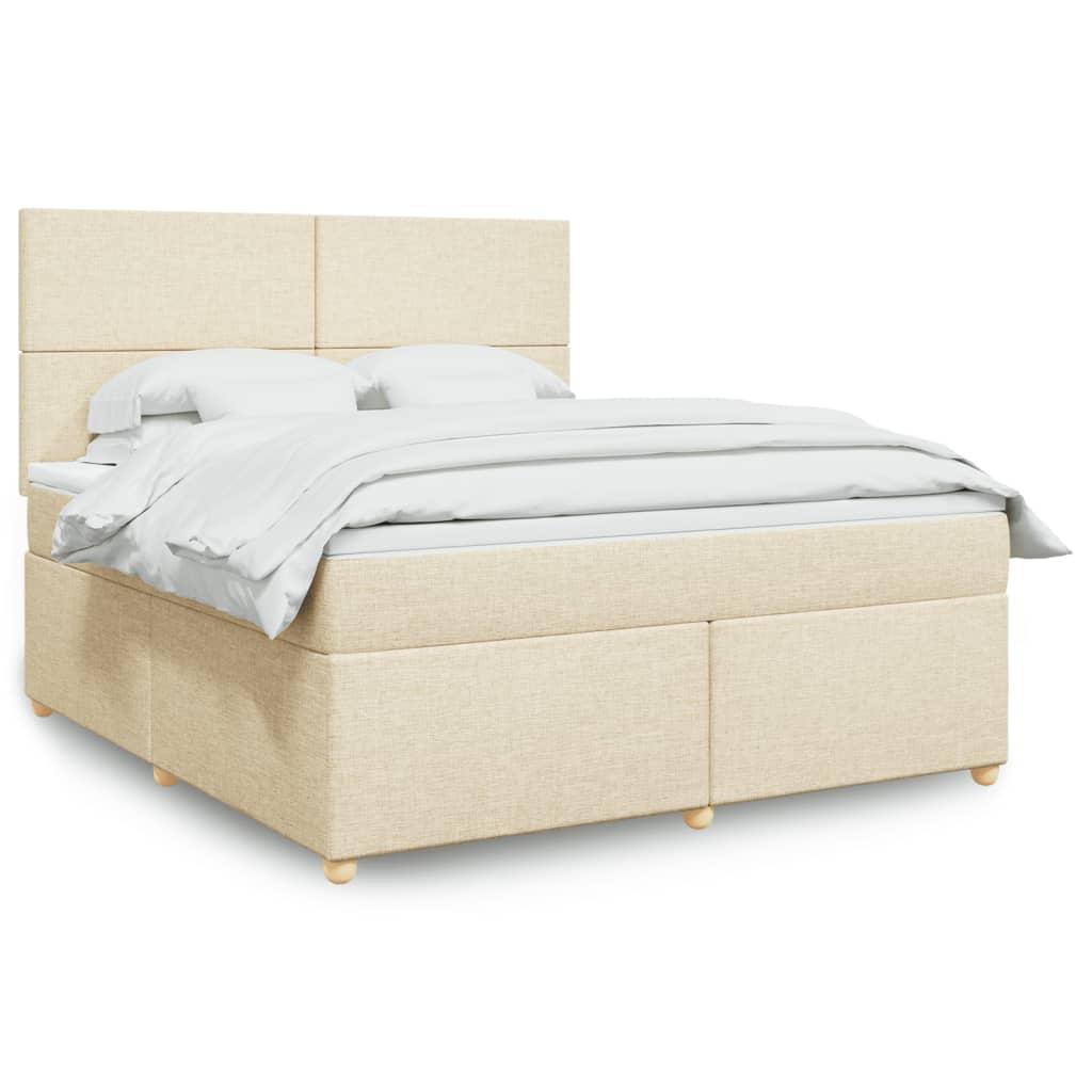 Kontinentalseng med madras og topmadras 180x200 cm stof cremefarvet billede