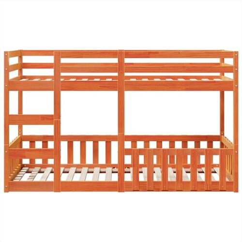 Køjeseng 80x200 cm massivt fyrretræ voksbrun