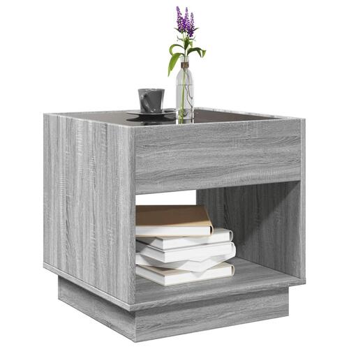 Sofabord med Infinity LED-lys 50x50x50 cm grå sonoma-eg