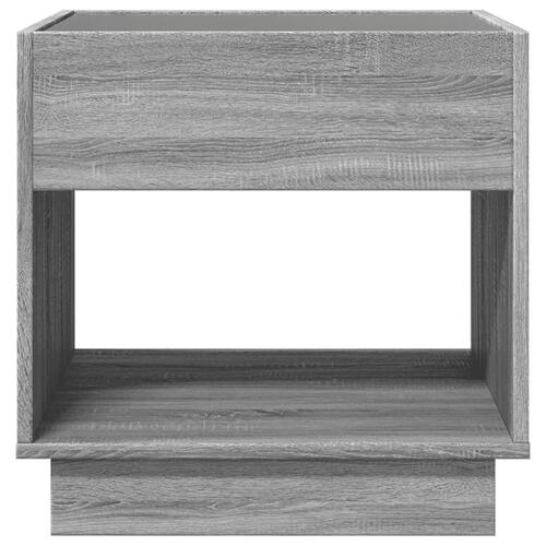 Sofabord med Infinity LED-lys 50x50x50 cm grå sonoma-eg