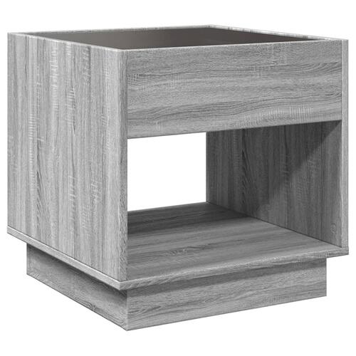 Sofabord med Infinity LED-lys 50x50x50 cm grå sonoma-eg