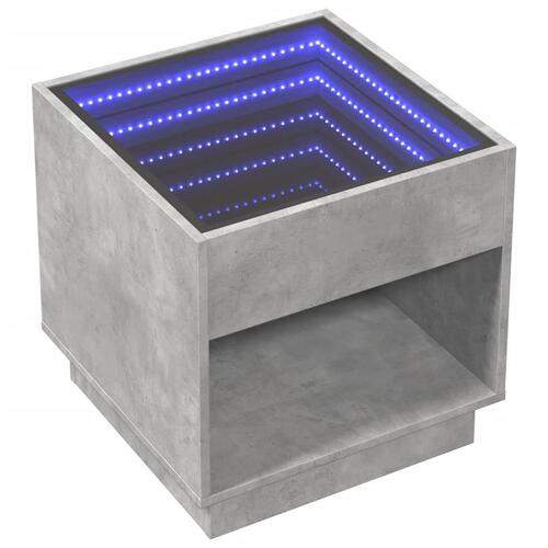 Sofabord med Infinity LED-lys 50x50x50 cm betongrå