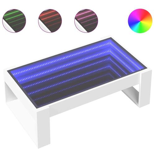 Sofabord med Infinity LED-lys 90x53x30 cm hvid