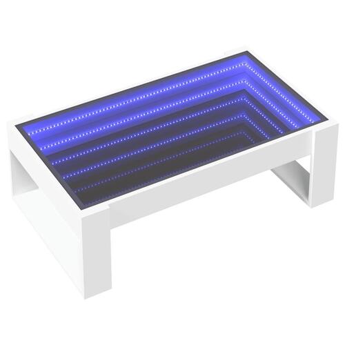 Sofabord med Infinity LED-lys 90x53x30 cm hvid
