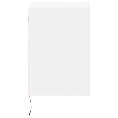 Væghængt sengebord med LED-lys hvid
